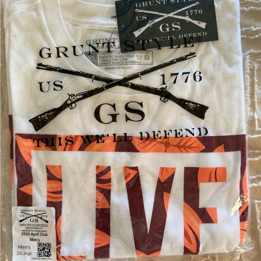 Grunt Style White and Orange Graphic Tee